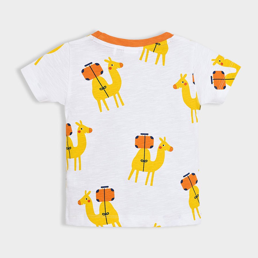 Petite Camel Printed T-Shirt & Stripes Shorts Set Tshirt - Short Set 3