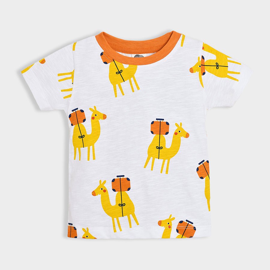 Petite Camel Printed T-Shirt & Stripes Shorts Set Tshirt - Short Set 2