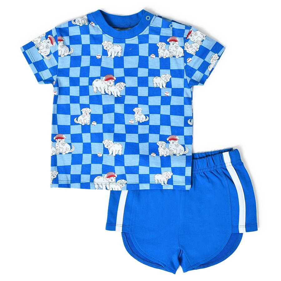Playful Checker T-Shirt & Shorts Set Clothing Set 2