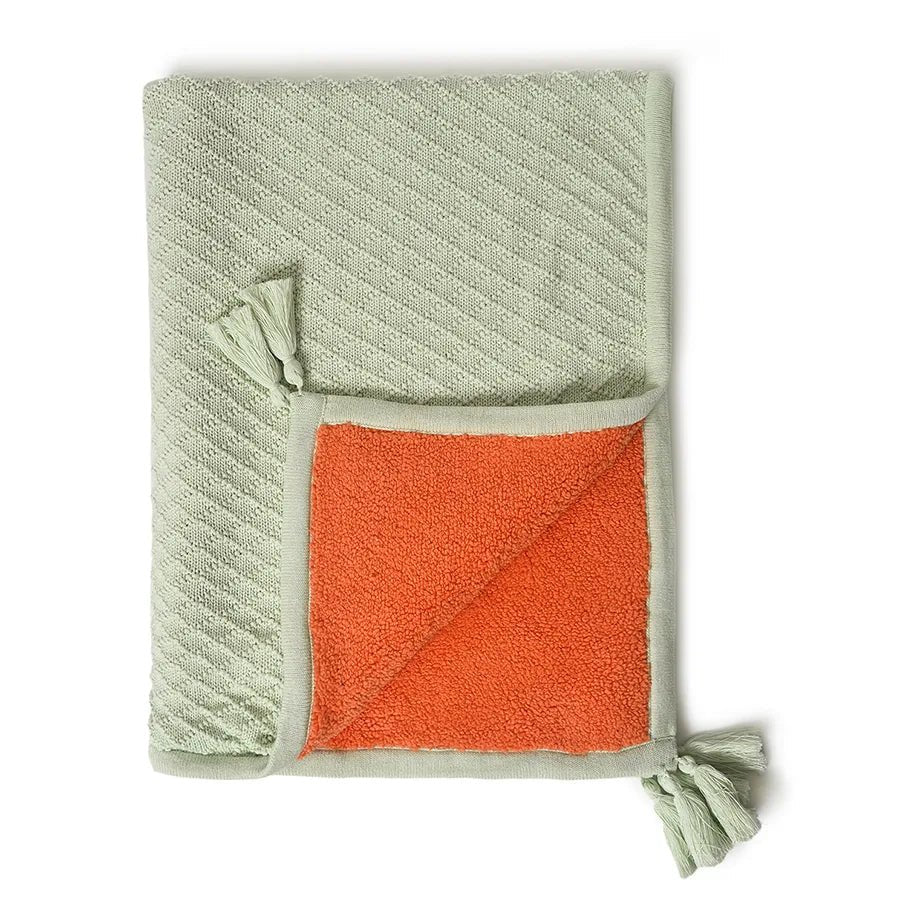 Aqua Knitted Blanket-Blanket-1