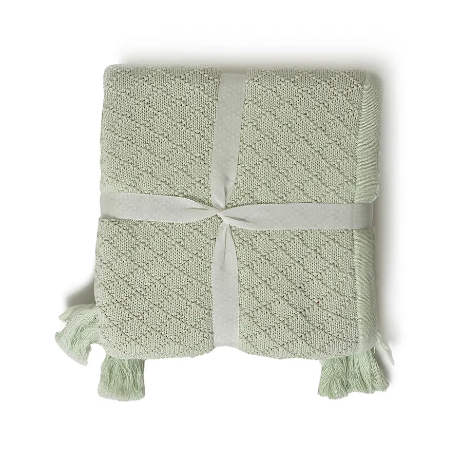 Aqua Knitted Blanket-Blanket-8