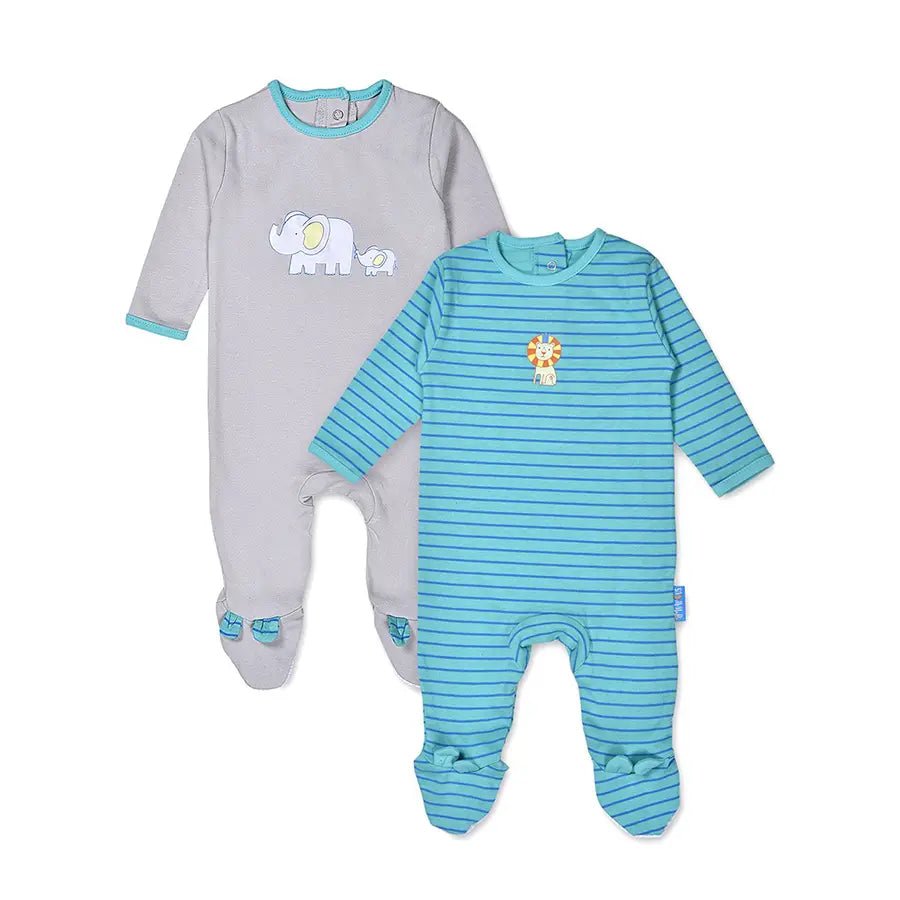 Baby Boy Comfy Knitted Sleep Suit - Safari (Pack of 2) Sleepsuit 1