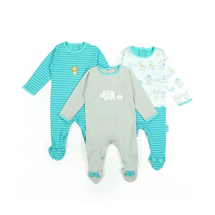 Baby Boy Comfy Knitted Sleep Suit - Safari (Pack of 3) Sleepsuit 1