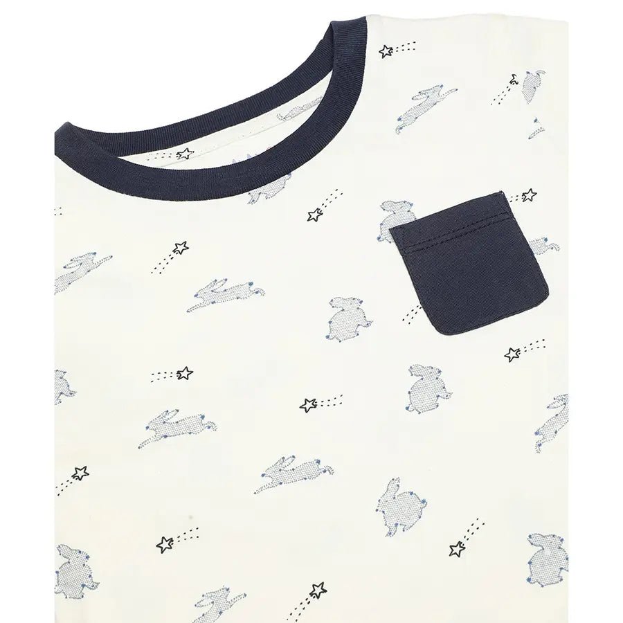 Baby Boy Rabbit Print Half Sleeve T-shirt-T-Shirt-4