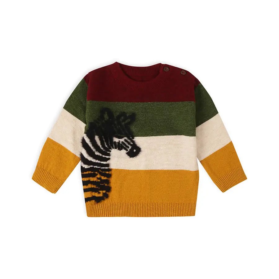 Baby Boy Striper Sweater With Zebra Print Sweater 1
