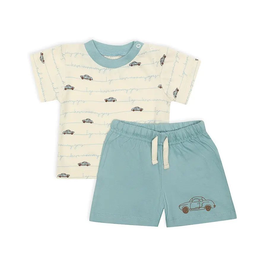 Baby Boy T-shirt & Short with Crazy Car Print Clothing Set 1