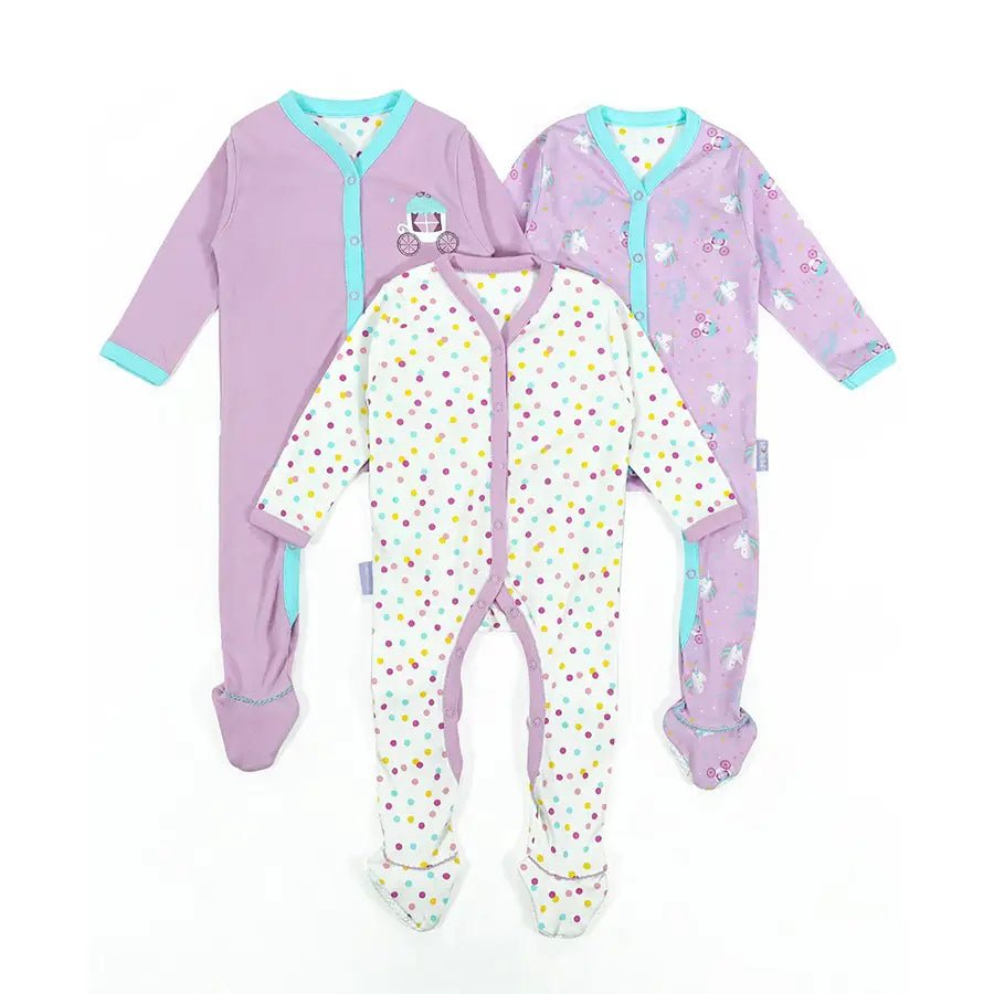 Baby Girl Comfy Knitted Sleep Suit - Unicorn (Pack of 3)-Sleepsuit-1