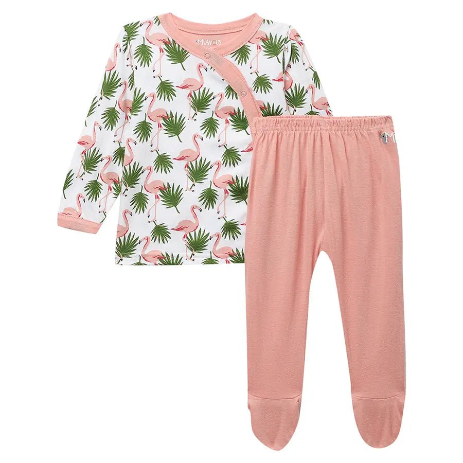 Baby Girl Flamingo Print Full Sleeve Bambino Set-Clothing Set-1