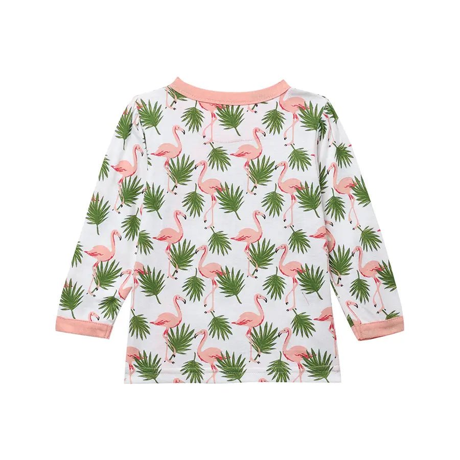 Baby Girl Flamingo Print Full Sleeve Bambino Set Clothing Set 4