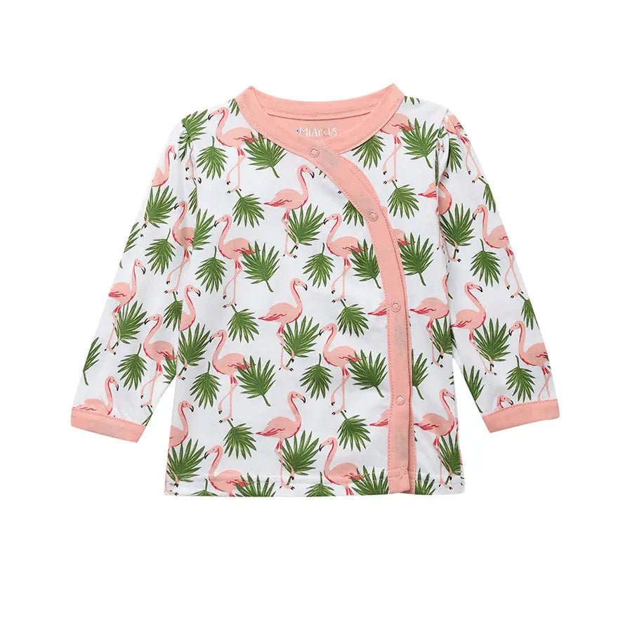Baby Girl Flamingo Print Full Sleeve Bambino Set Clothing Set 3