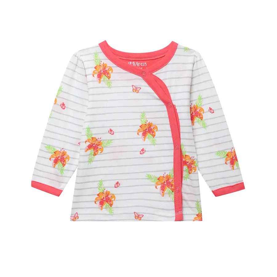 Baby Girl Floral Print Full Sleeve Bambino Set Clothing Set 3