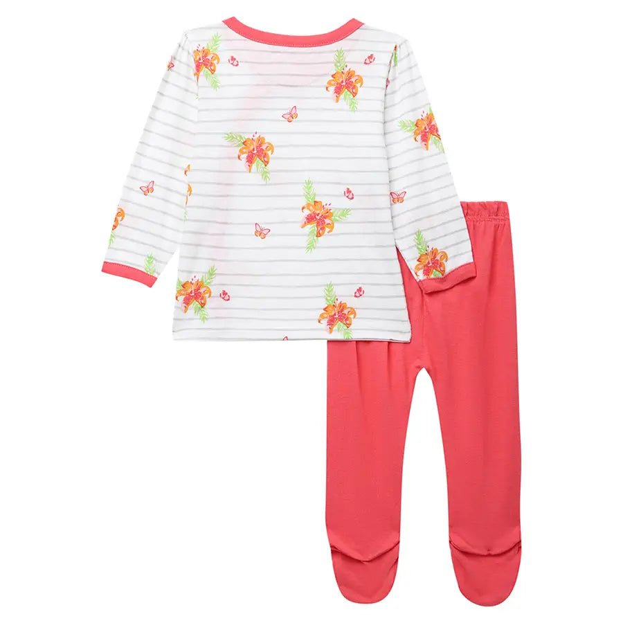 Baby Girl Floral Print Full Sleeve Bambino Set Clothing Set 2