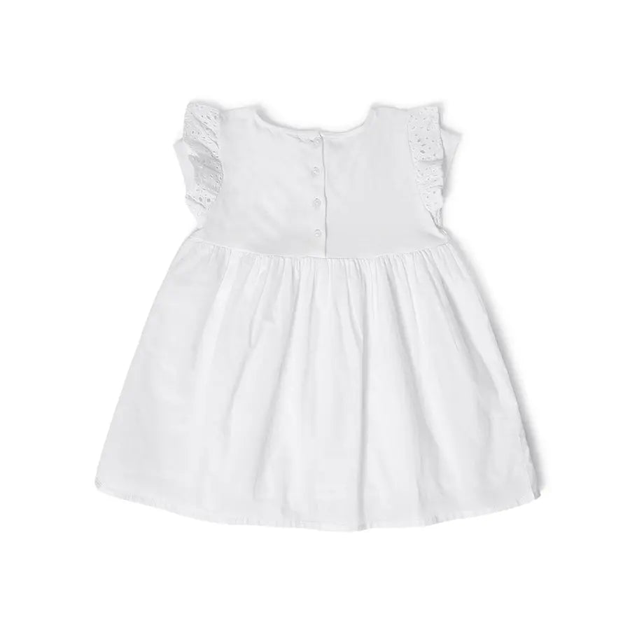 Baby Girl Flutter Sleeve Frock- White Dress 2