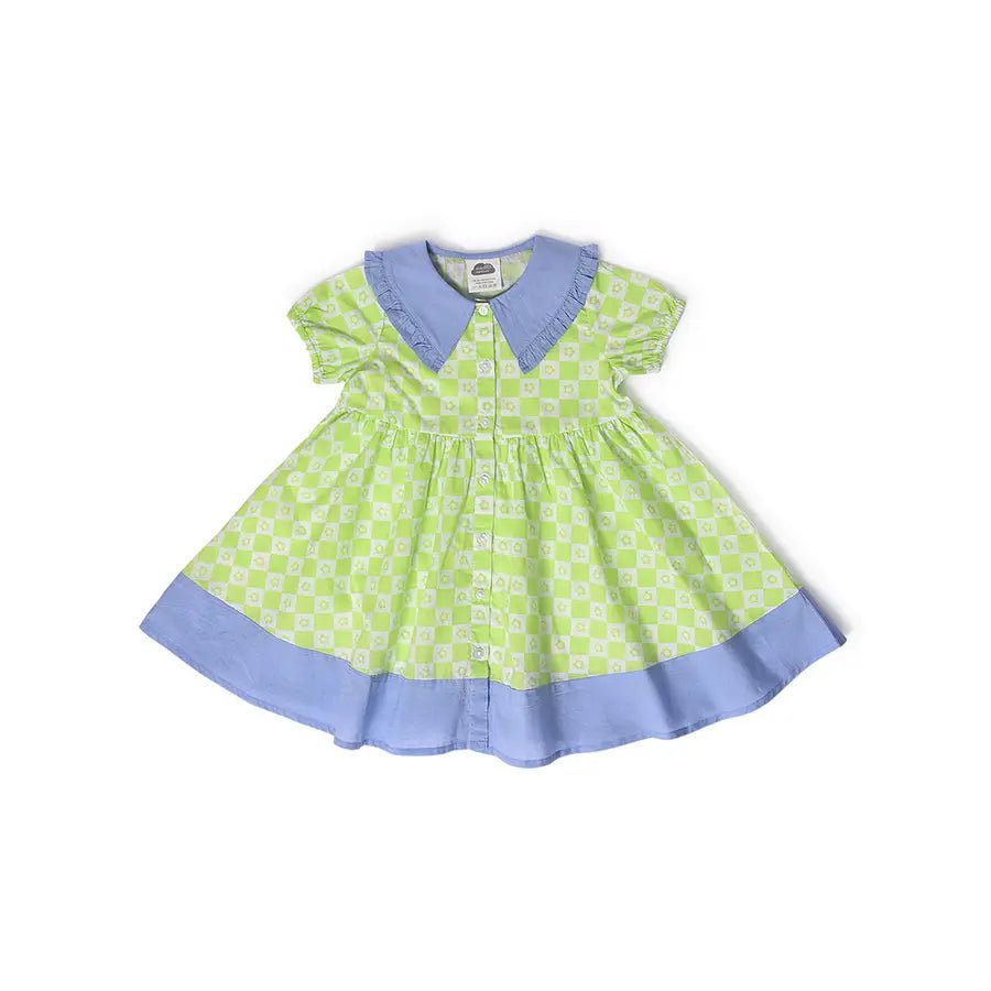 Baby Girl Front Open Frock With Ruffles Dress 1