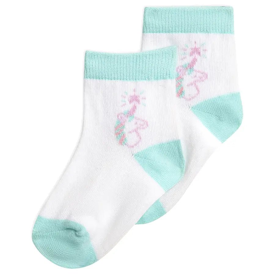 Baby Girl Rib Mid Calf Socks (Set of 3) - Unicorn-Socks-3