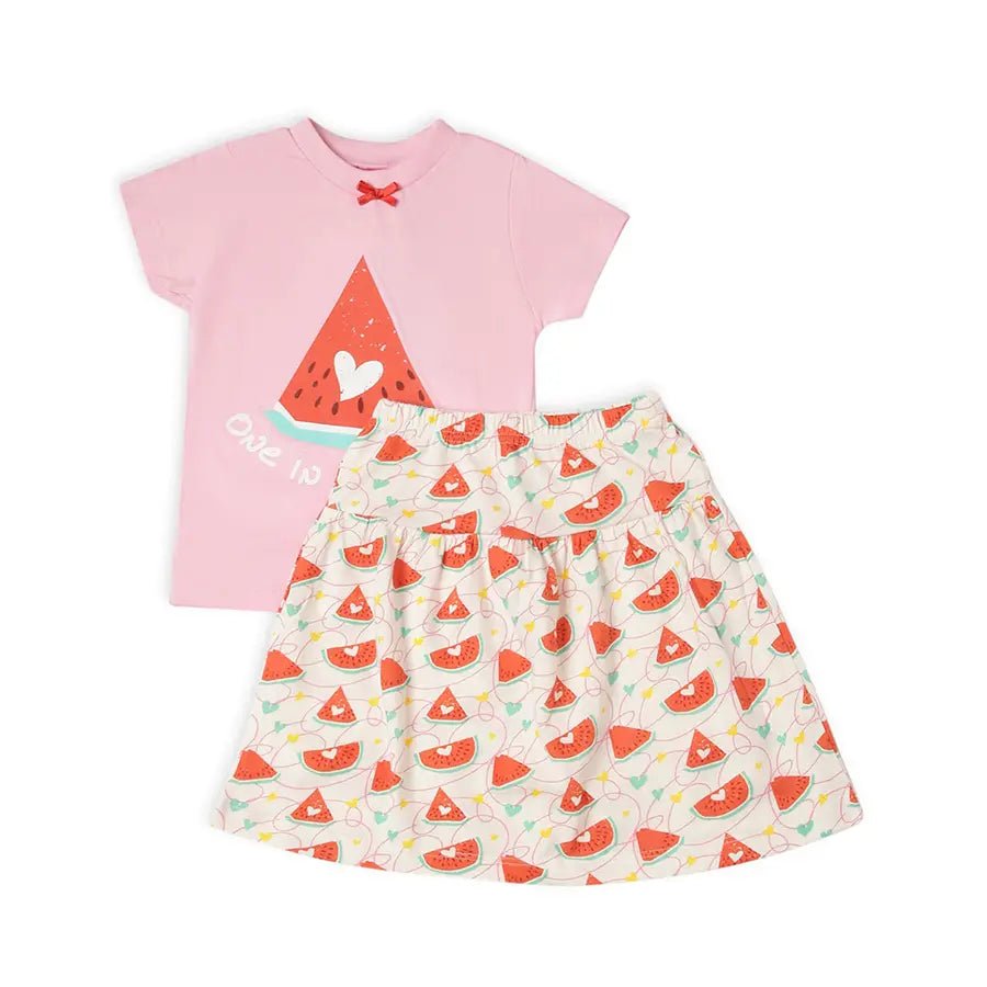 Baby Girl Skirt & T-shirt with Watermelon Print Clothing Set 1