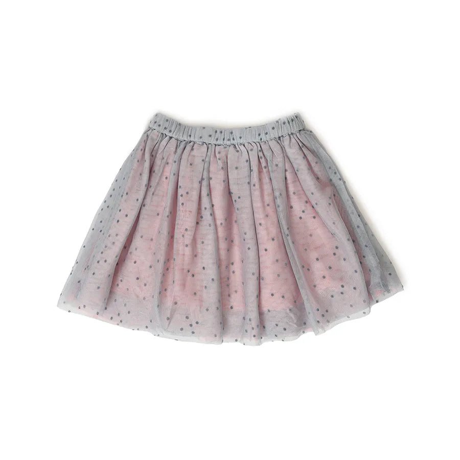 Baby Girl Tulle Tutu Skirt Grey & Peach-Skirt-2