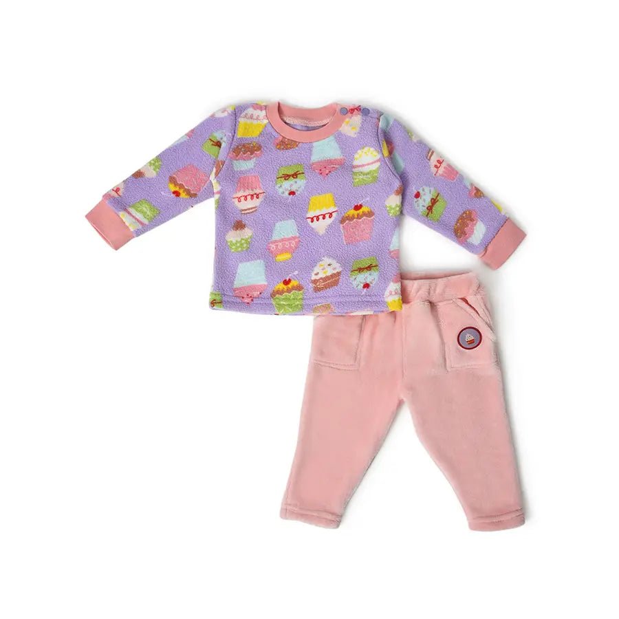 Baby Girls Ice Cream Print Sweatshirt & Pyjama Set Clothing Set 1