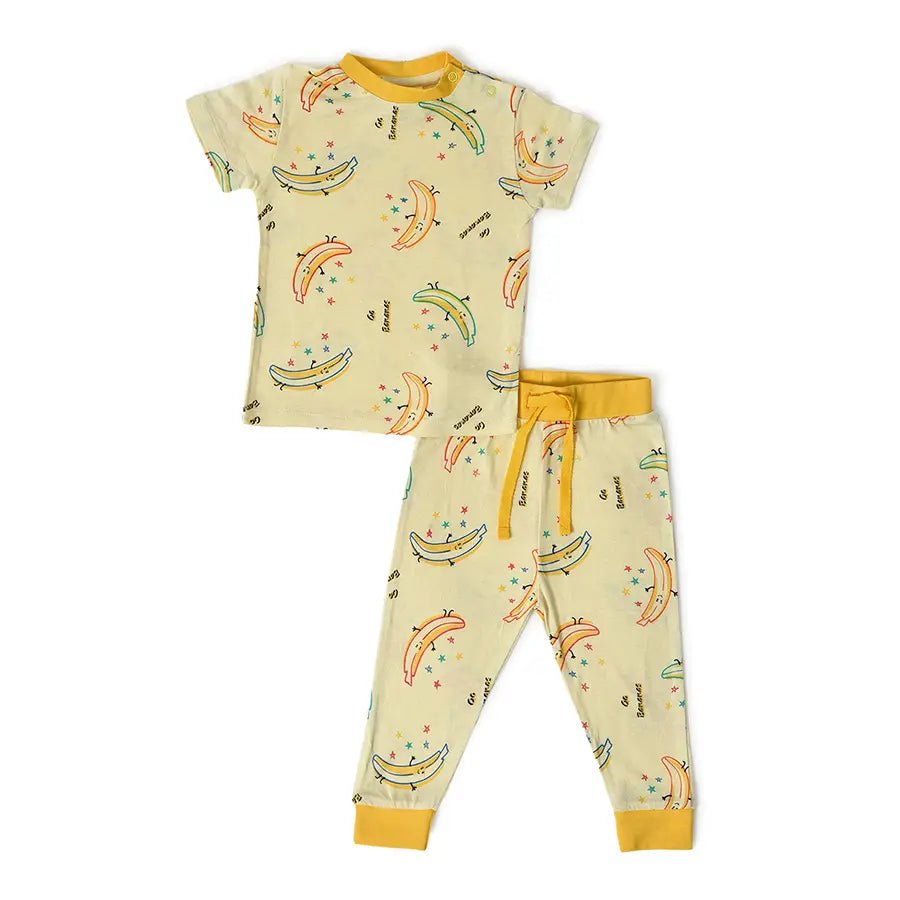 Banana Print Slumber Set (T-shirt & Pyjama Set)-Clothing Set-1