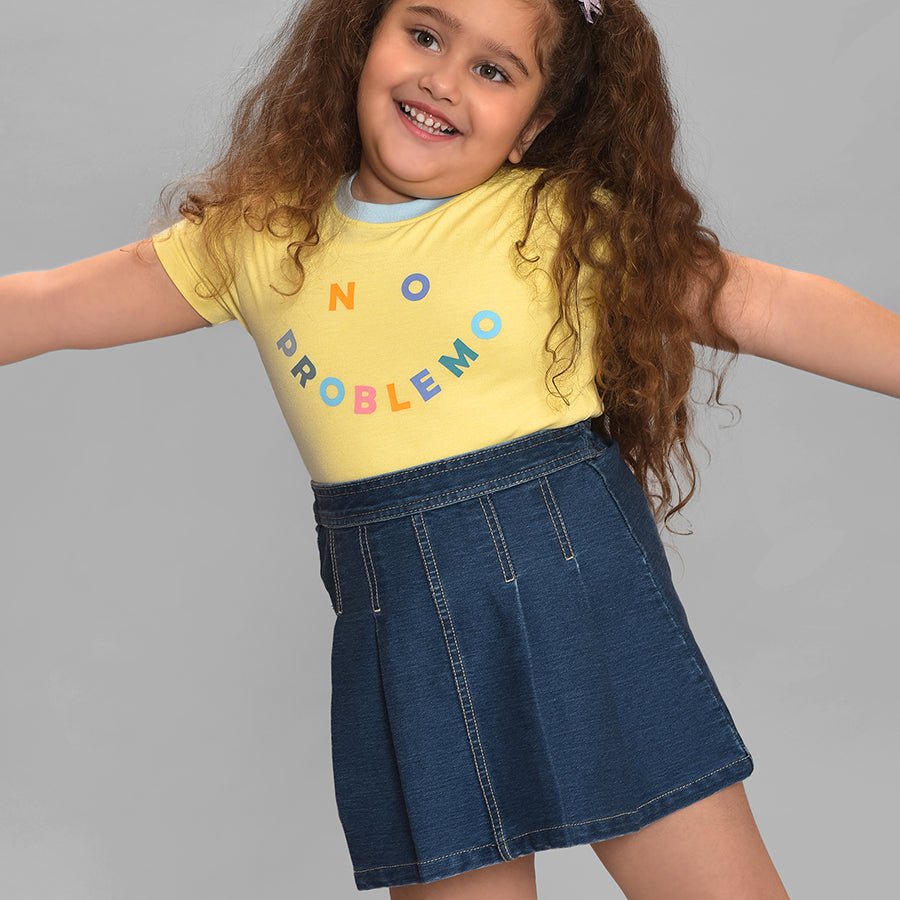 Bloom Printed Yellow T-shirt & Skirt Set for Girl Clothing Set 3