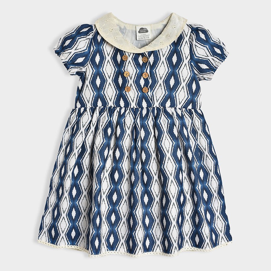 Bloom Woven Printed Dress Blue for Girl Dress 1