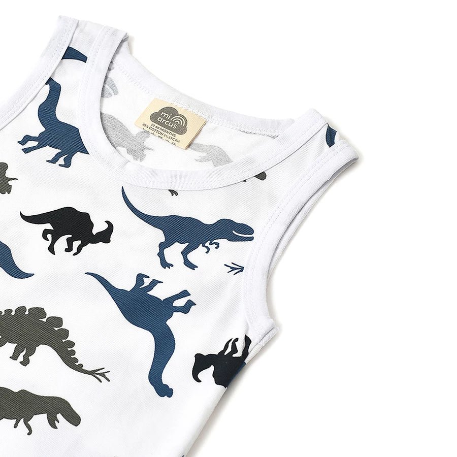 Boys Dino Print Shorts and Vest Set Clothing Set 4