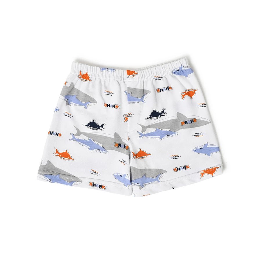 Boys Shark Print Shorts and Vest Set-Clothing Set-4