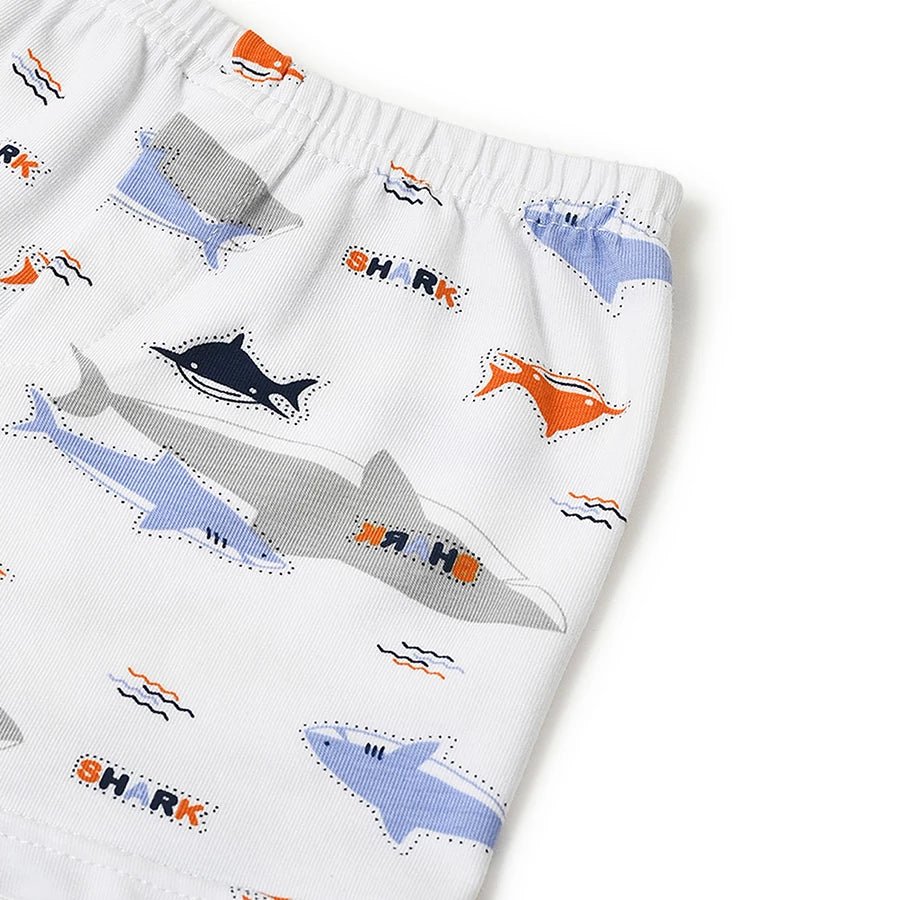 Boys Shark Print Shorts and Vest Set-Clothing Set-11