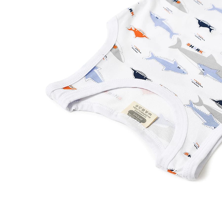 Boys Shark Print Shorts and Vest Set-Clothing Set-9