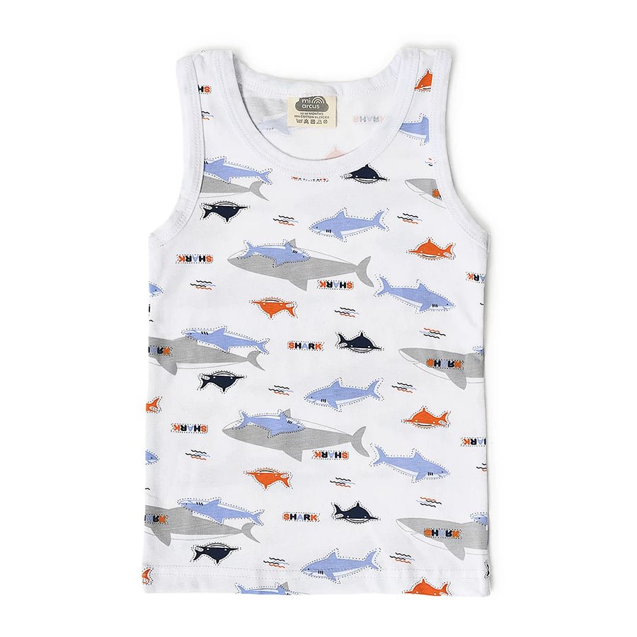 Boys Shark Print Shorts and Vest Set Clothing Set 2
