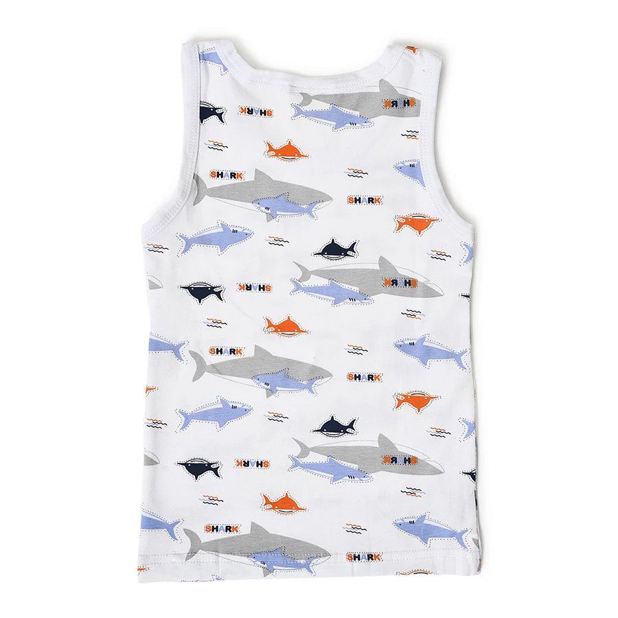 Boys Shark Print Shorts and Vest Set Clothing Set 3