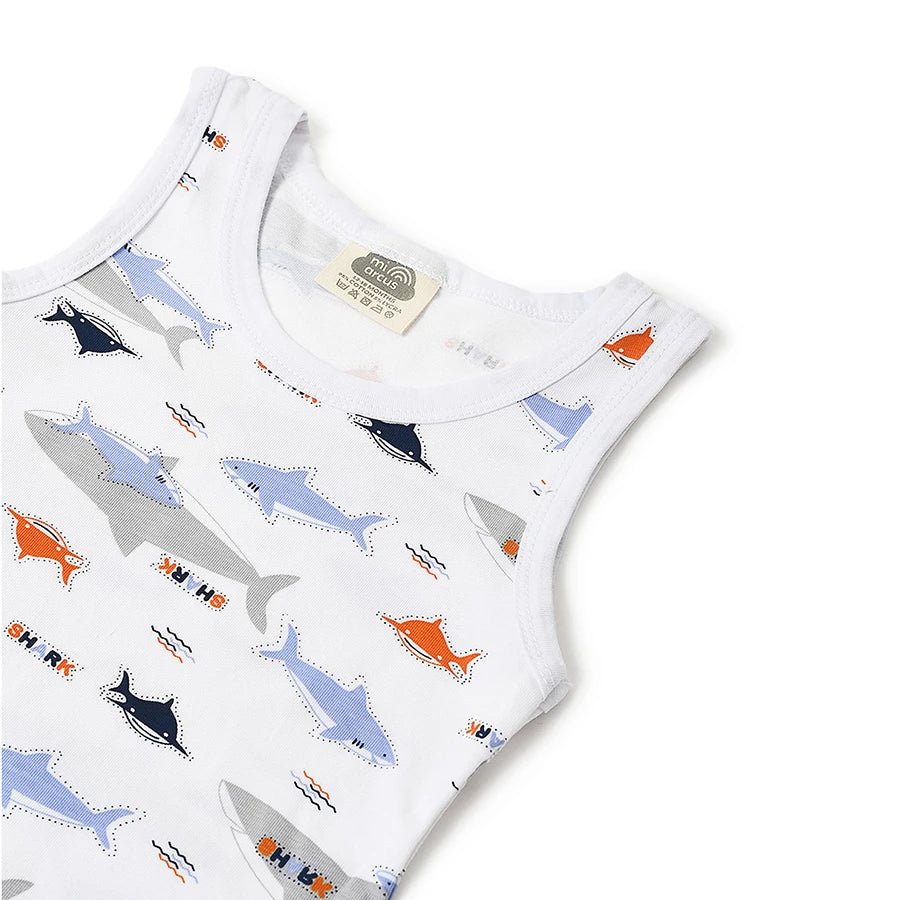 Boys Shark Print Shorts and Vest Set Clothing Set 7