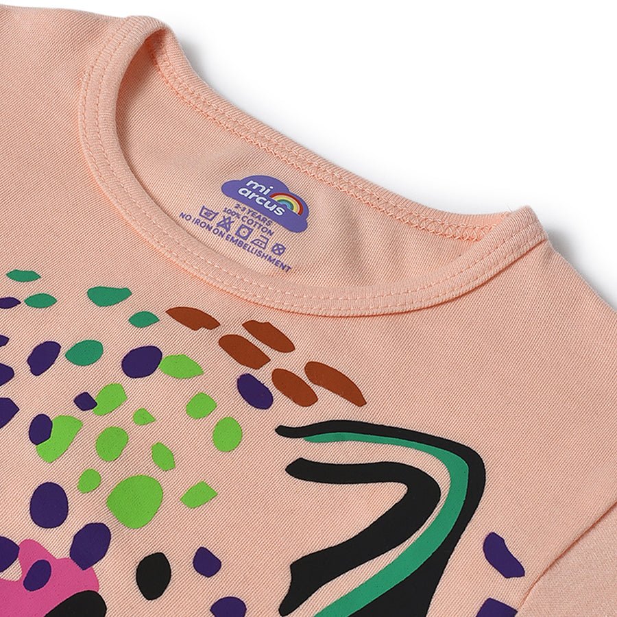 Buddy Leopard Printed Peach T-Shirt for Kids T-Shirt 4