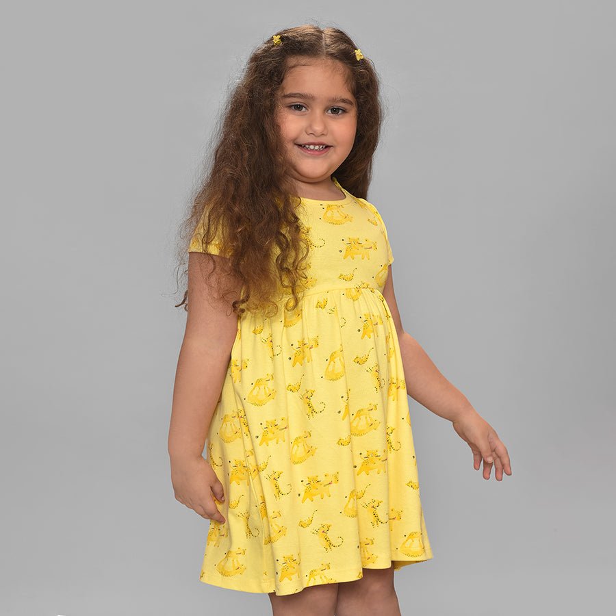 Buddy Poppy Printed Dress Yellow with Bloomer Dress 2