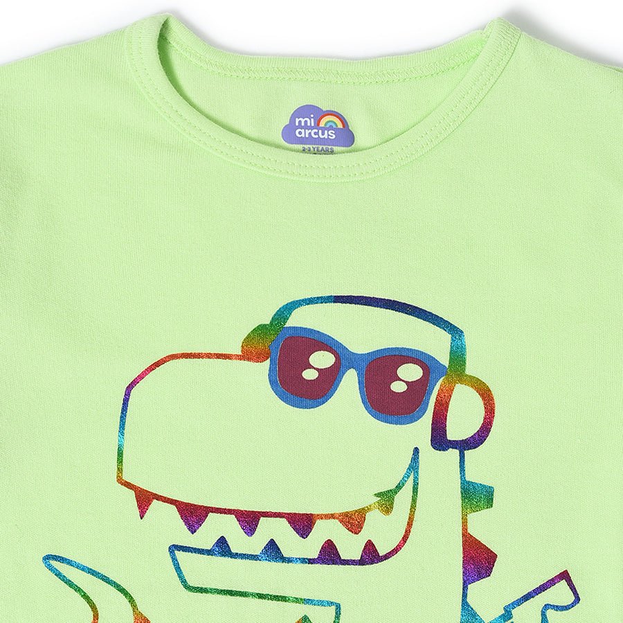 Buddy Rainbow Printed Green T-Shirt for Kids T-Shirt 3
