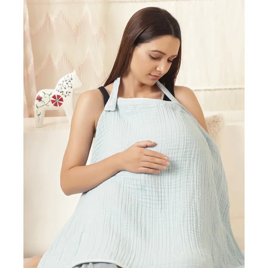 Buddy Solid Woven Nursing Cover Sky Blue 1