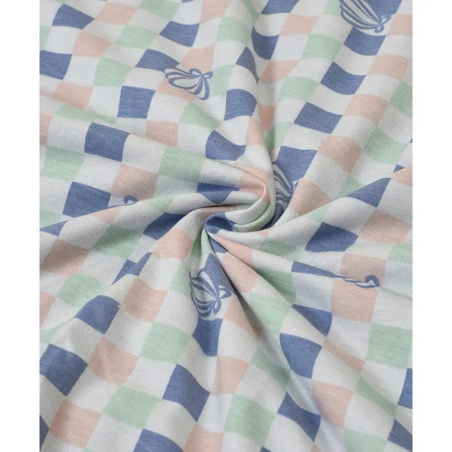 Comforter With Check Design - Blue-Comforter-6
