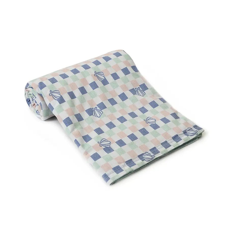 Comforter With Check Design - Blue-Comforter-2