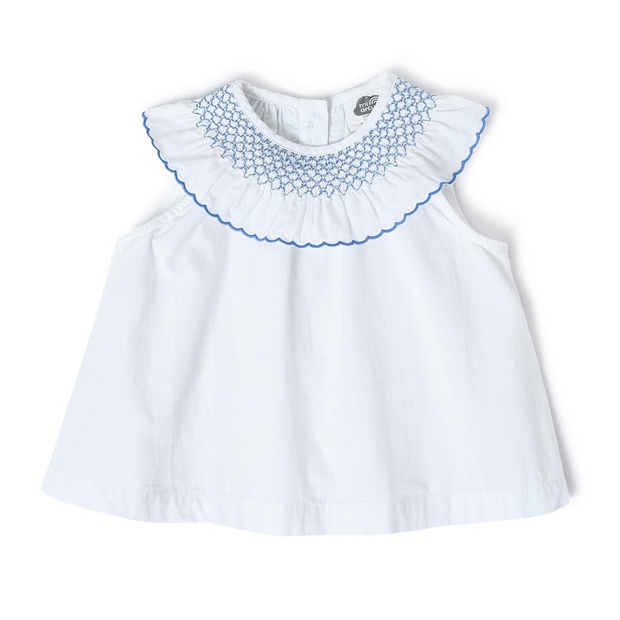 Cuddle Smock White Top for Girls-Top-1