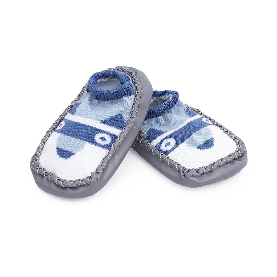 Cuddle's Baby Boy Comfy Rib Shoe- Grey Shoes 1