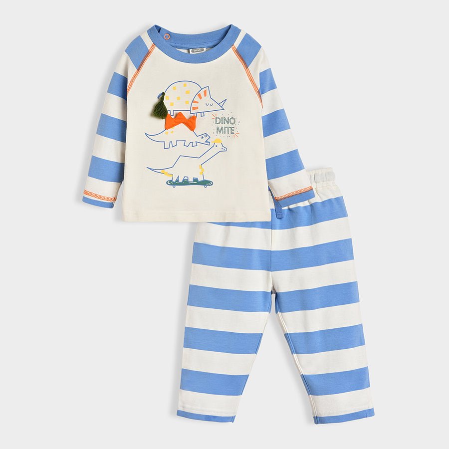 Dinomite Striper Print Blue T-shirt & Pajama Set Clothing Set 3