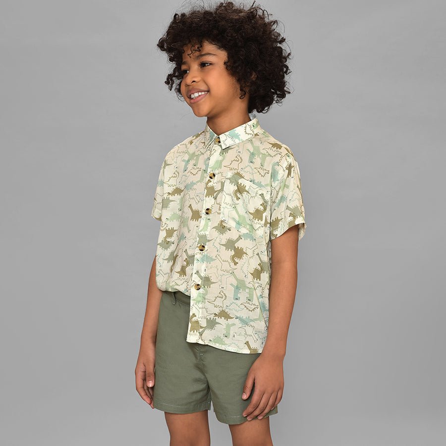 Dinomite Woven Green Shirt & Shorts Co-Ord Set Clothing SEt 2