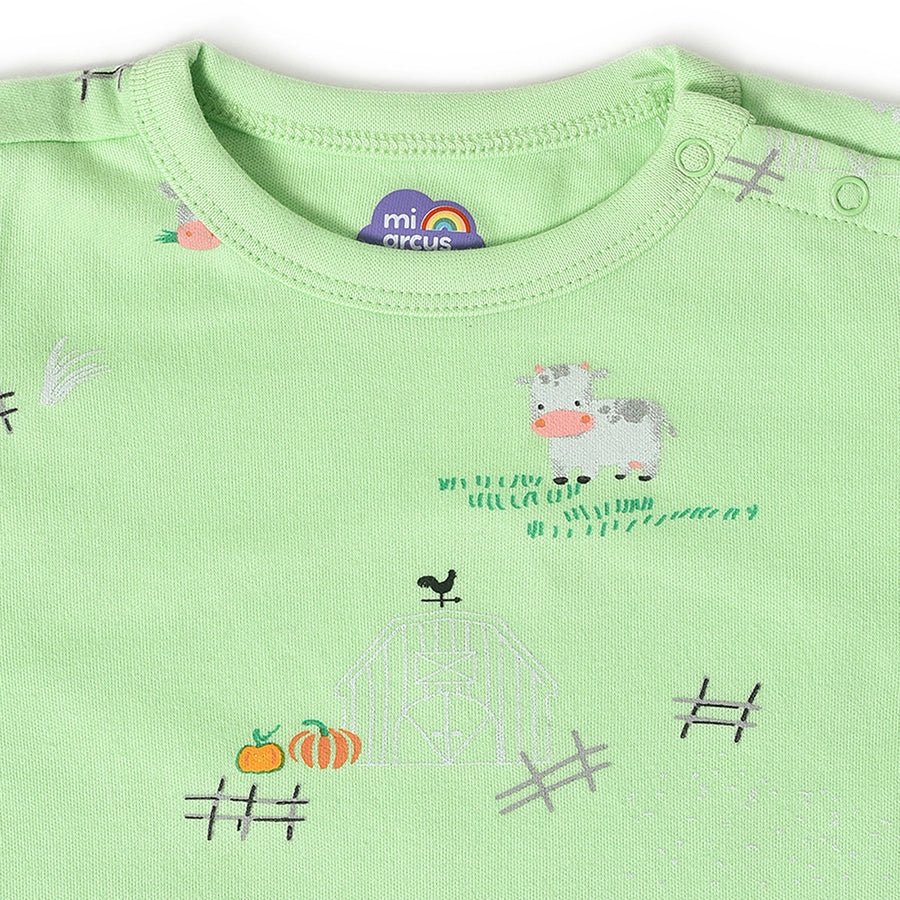 Farm Friends Green T-Shirt With Black Dungaree Set Clothing Set 6