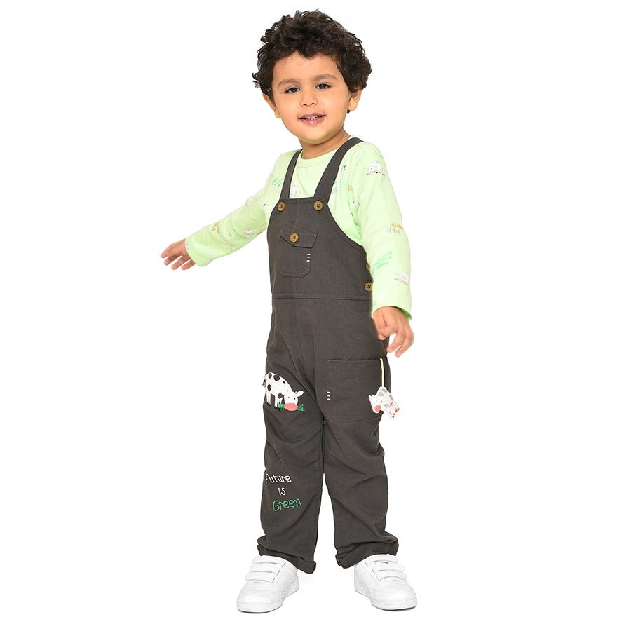 Farm Friends Green T-Shirt With Black Dungaree Set Clothing Set 1