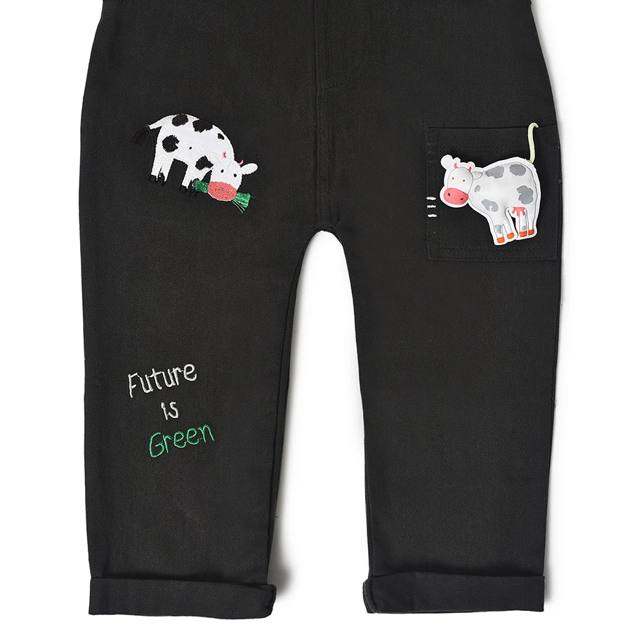 Farm Friends Green T-Shirt With Black Dungaree Set Clothing Set 16