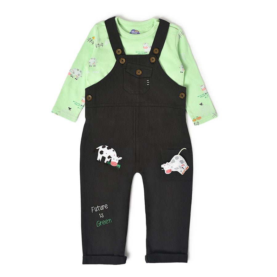 Farm Friends Green T-Shirt With Black Dungaree Set Clothing Set 3
