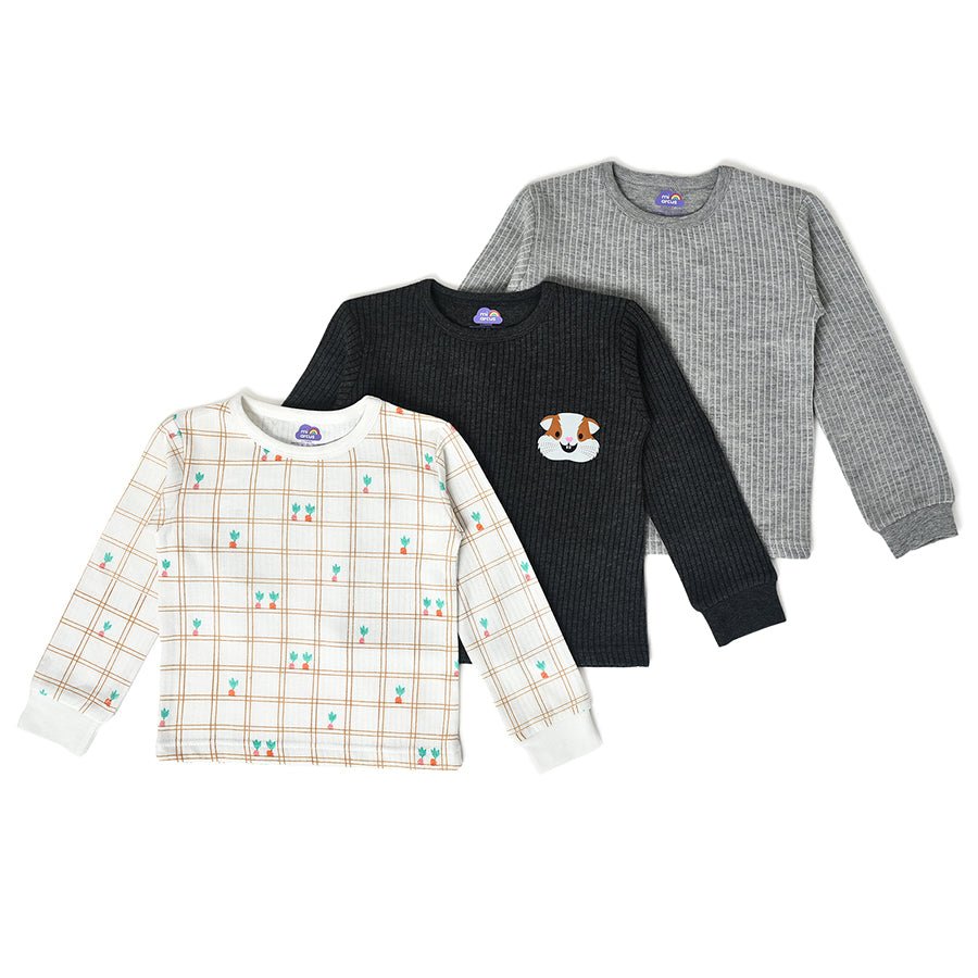 Farm Friends Knitted Full Sleeve Thermal Top Pack of 3-Thermal Top-1