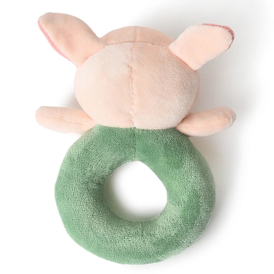 Farm Friends Pink & Green Oink Ring Rattle Toy Soft Toys 3