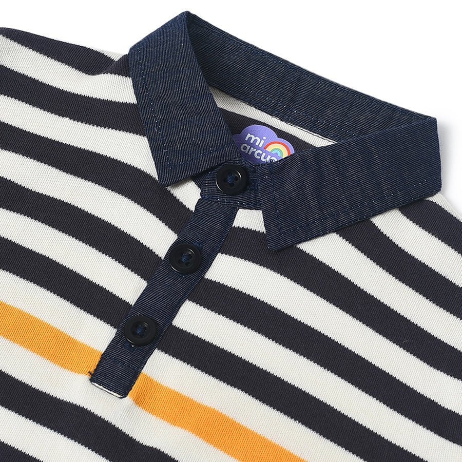 Farm Friends Polo Striper T-Shirt for Baby Boy-T-Shirt-4