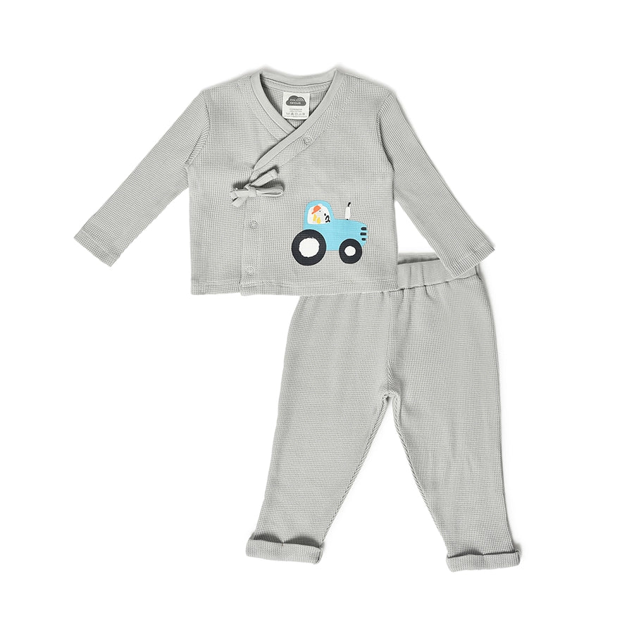 Farm Friends Printed Wrap over with Pyjama set for Baby Boy-Clothing set-1